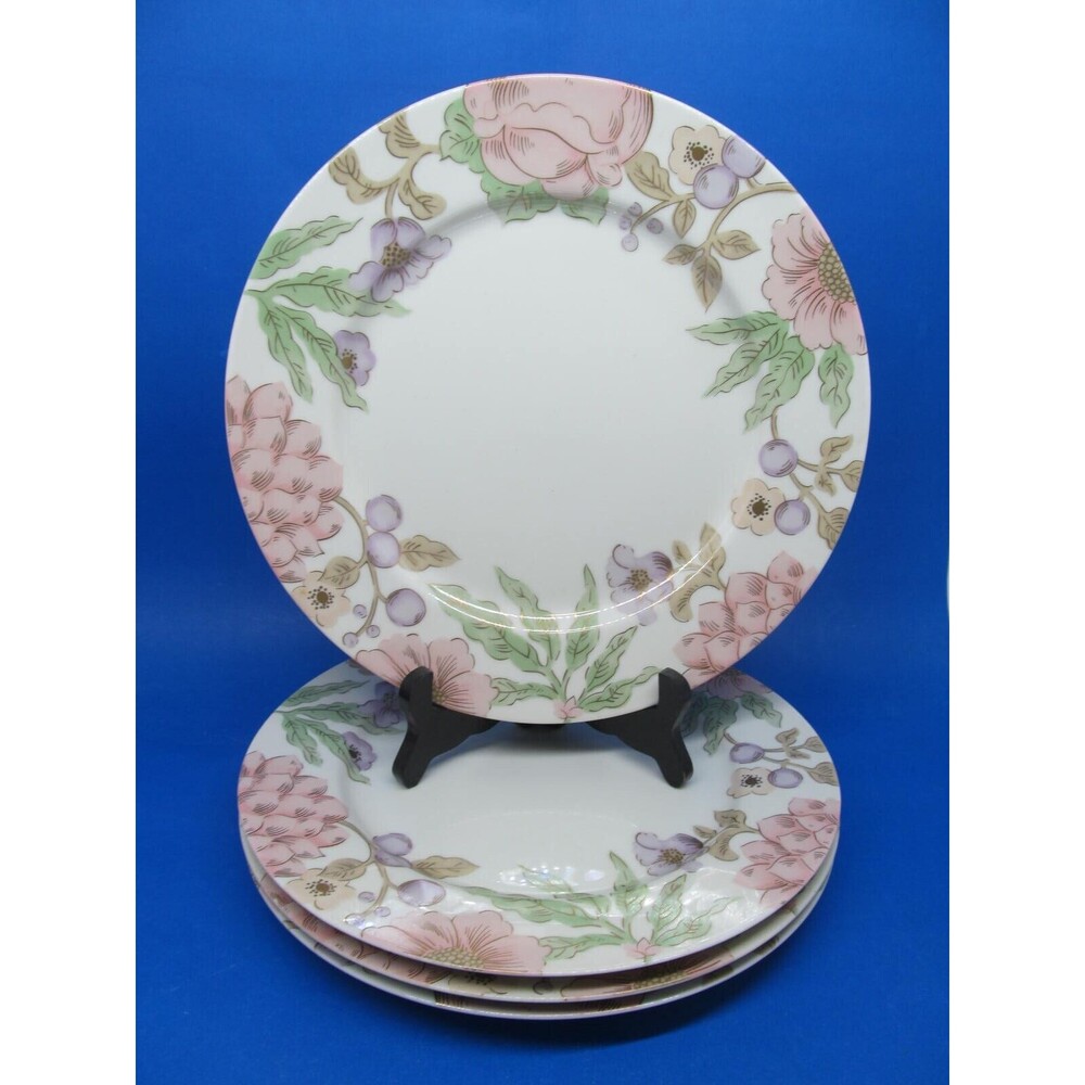 Fitz And Floyd "COTILLION" 201 Set Of 4 Vintage 10 1/4" Floral Dinner Plates EC